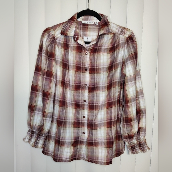 Notations Tops - NWT Notations plaid button down shirt size M